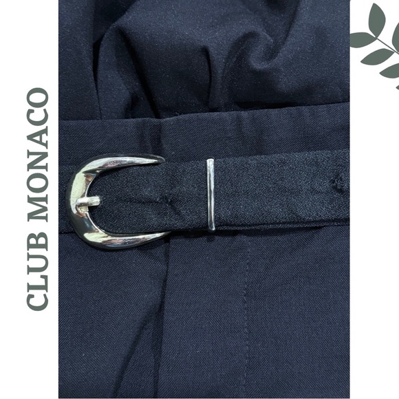 Club Monaco Black Wool-Blend Straight-Leg Trousers with Belt – Size 10 - Picture 7 of 8